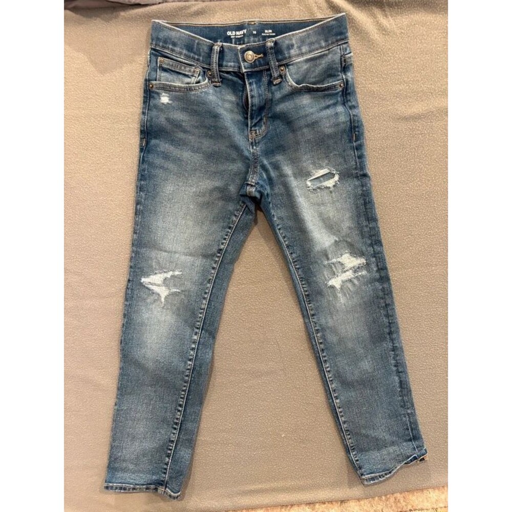 Old Navy Boys Size 10 Slim 360° Stretch Distressed Skinny Jeans Medium Wash